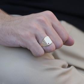 Ανδρικό Δαχτυλίδι με Ρουμπίνι Χρυσός K14 SKU-80836