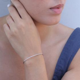 Κομψό Βραχιόλι Χειροπέδα Λευκόχρυσος K9 με Ζιργκόν SKU-80039