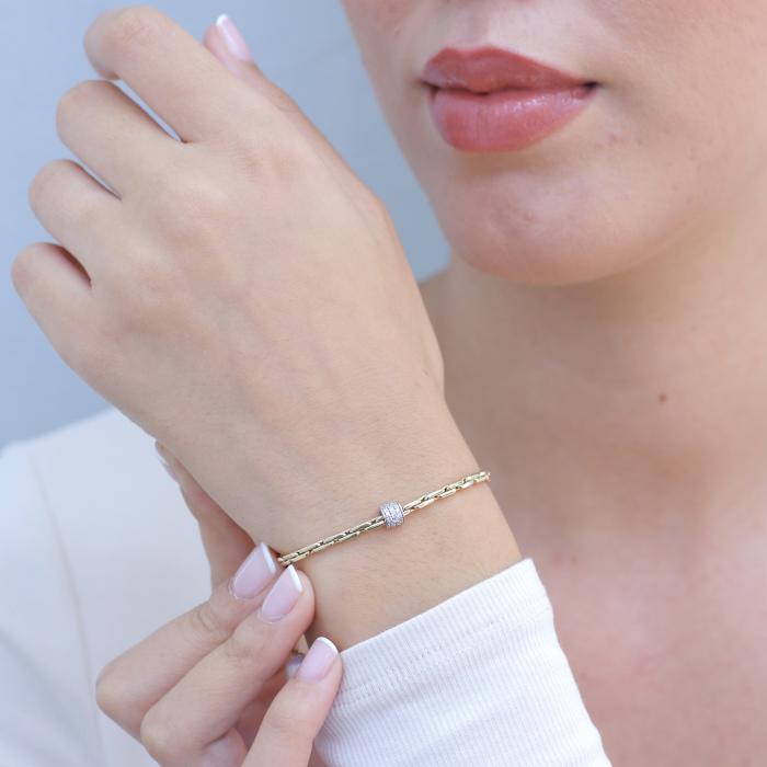 Βραχιόλι Αλυσίδα με Ζιργκόν Λευκόχρυσος & Χρυσός Κ14 SKU-80732