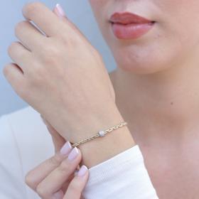 Βραχιόλι Αλυσίδα με Ζιργκόν Λευκόχρυσος & Χρυσός Κ14 SKU-80732