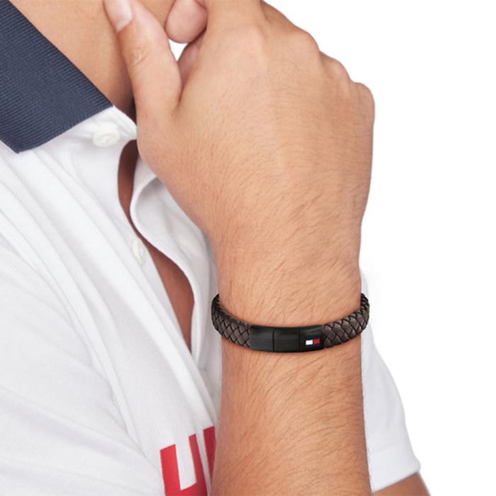 Βραχιόλι Tommy Hilfiger από Ανοξείδωτο Ατσάλι & Καφέ Δέρμα SKU-80866