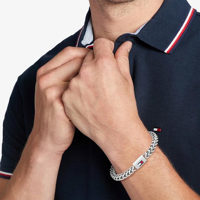Ανδρικό Βραχιόλι Tommy Hilfiger από Επιπλατινωμένο Ατσάλι SKU-80880