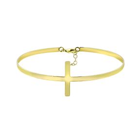 Βραχιόλι Χειροπέδα με Σταυρό Χρυσός K9 SKU-80921