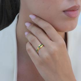 Δαχτυλίδι Φίδι Χρυσός Κ14 με Σμαράγδια & Ρουμπίνια SKU-80798