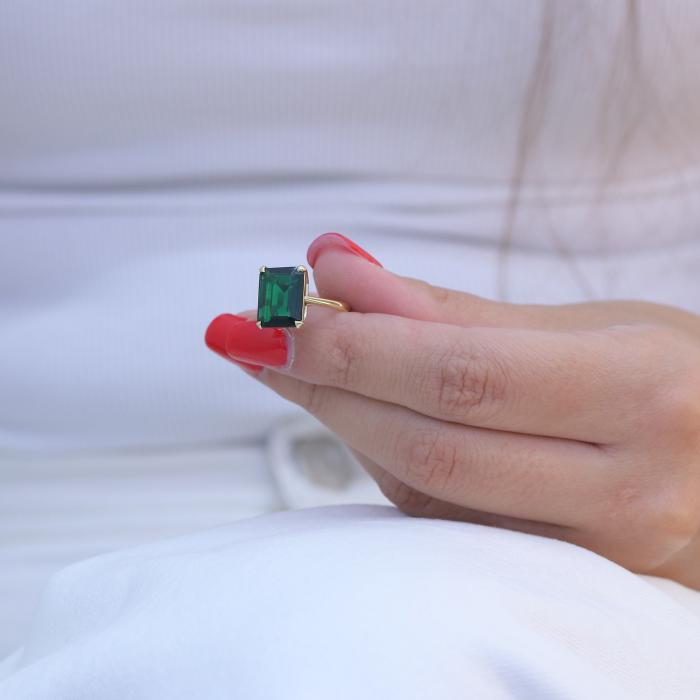 Δαχτυλίδι με Treated Σμαράγδι Χρυσός K18 SKU-80877