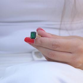 Δαχτυλίδι με Treated Σμαράγδι Χρυσός K18 SKU-80877