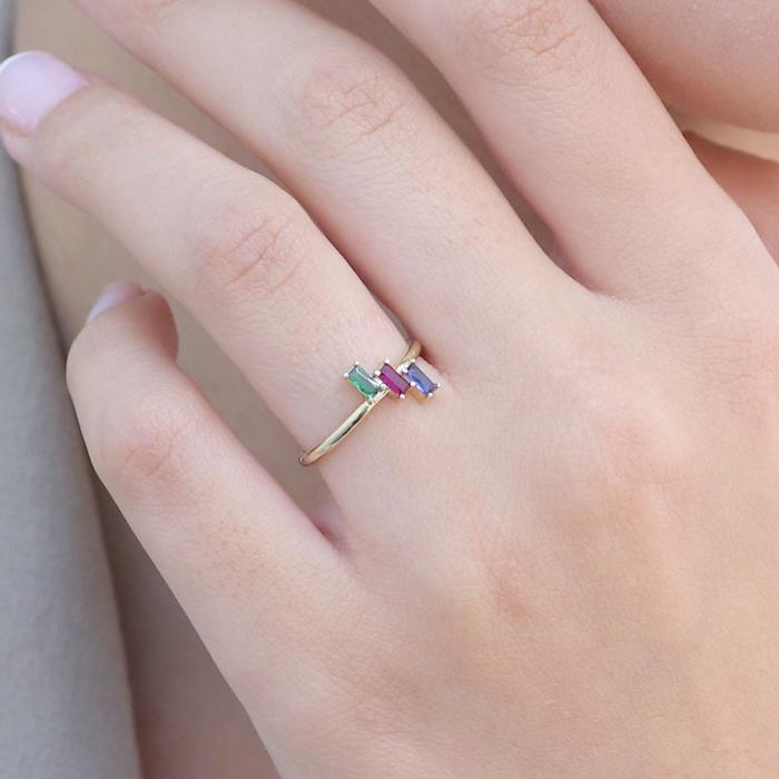 Δαχτυλίδι Χρυσός K9 με Χρωματιστά Ζιργκόν SKU-80032