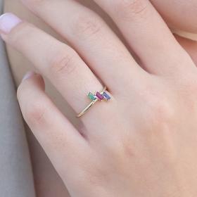 Δαχτυλίδι Χρυσός K9 με Χρωματιστά Ζιργκόν SKU-80032