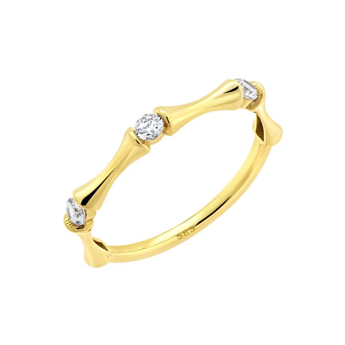 Δαχτυλίδι Μοντέρνο με Λευκά Ζιργκόν Χρυσός Κ14 SKU-80095