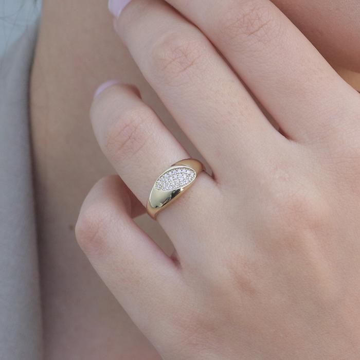 Δαχτυλίδι με Λευκά Ζιργκόν Χρυσός K14 SKU-80099