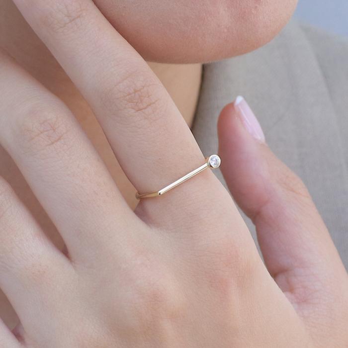 Δαχτυλίδι Χρυσός K14 με Λευκό Ζιργκόν SKU-80102