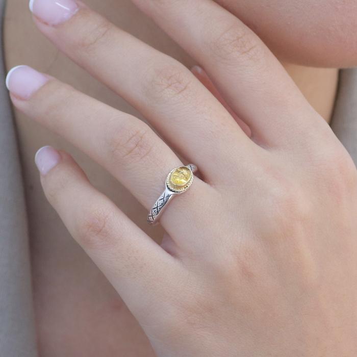 Δαχτυλίδι Ασήμι 925° & Χρυσός Κ22 με Σιτρίν SKU-80288