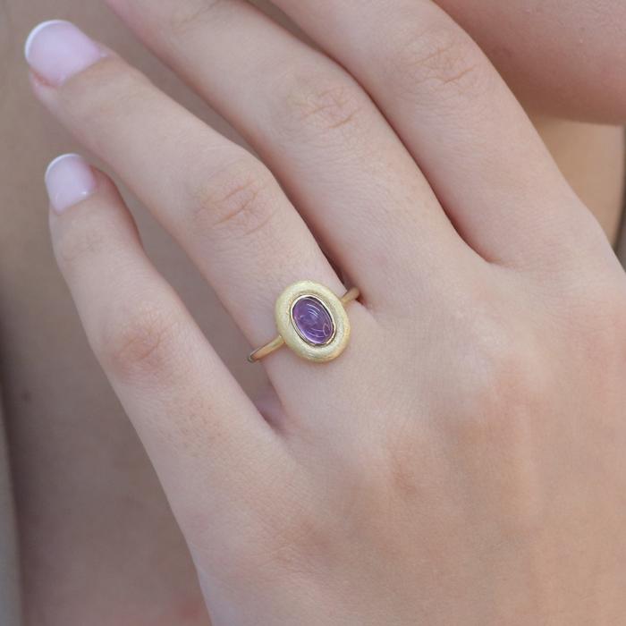 Δαχτυλίδι Χρυσός K14 με Αμέθυστο SKU-80358