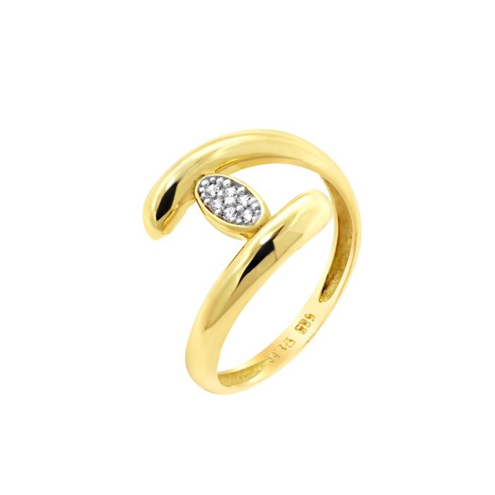 Δαχτυλίδι Χρυσός K14 με Λευκά Ζιργκόν SKU-80359