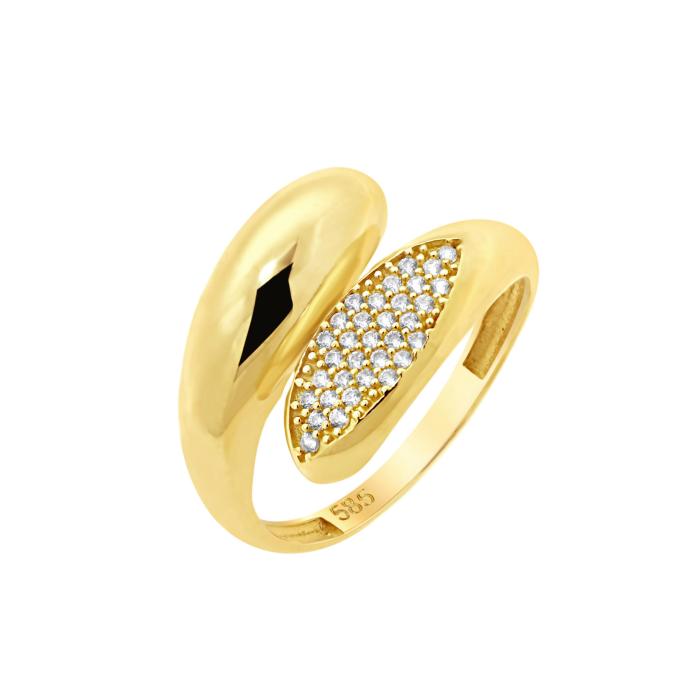 Δαχτυλίδι Χρυσός Κ14 με Λευκά Ζιργκόν SKU-80398