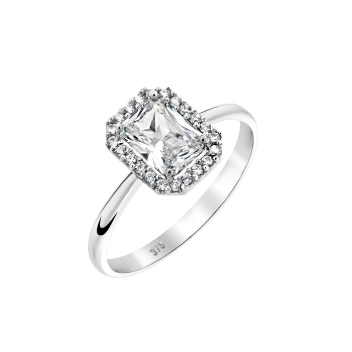 Δαχτυλίδι Ροζέτα Λευκόχρυσος K9 με Λευκά Ζιργκόν SKU-80920