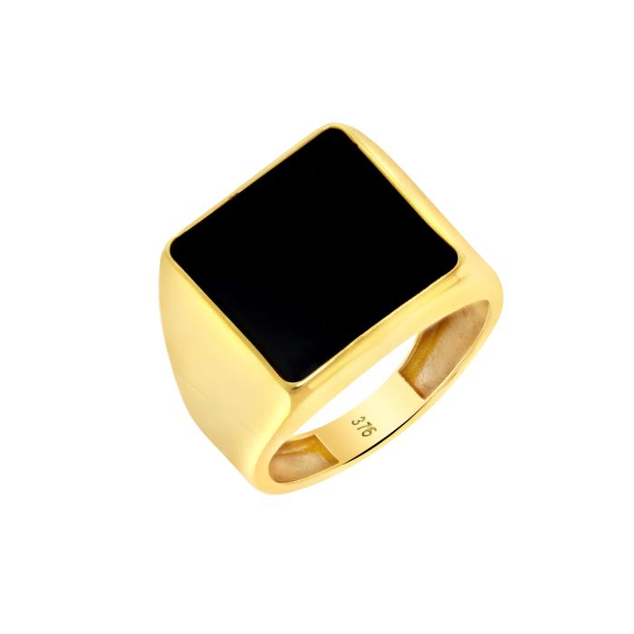 Ανδρικό Δαχτυλίδι με Μαύρο Όνυχα Χρυσός K9 SKU-80982