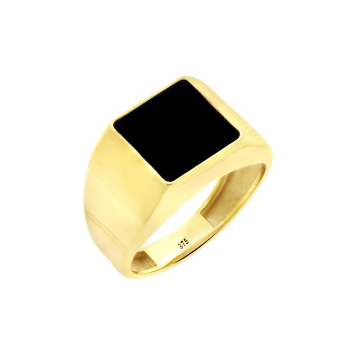 Ανδρικό Δαχτυλίδι με Μαύρο Όνυχα Χρυσός K9 SKU-80984