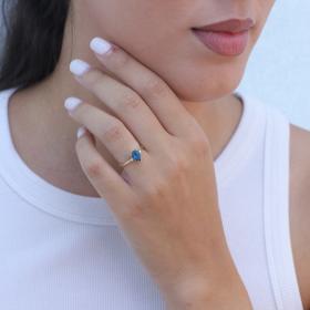 Δαχτυλίδι Χρυσός Κ18 με London Blue Topaz & Διαμάντια SKU-80282