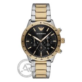 Ανδρικό Ρολόι EMPORIO ARMANI Mario Μπαταρίας με Μαύρο Καντράν SKU-80193