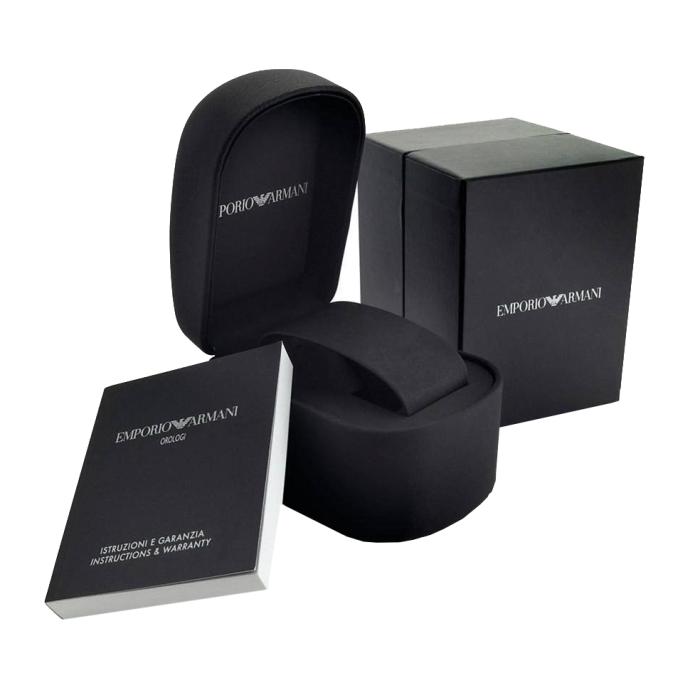 Ανδρικό Ρολόι EMPORIO ARMANI Mario Μπαταρίας με Μαύρο Καντράν SKU-80193