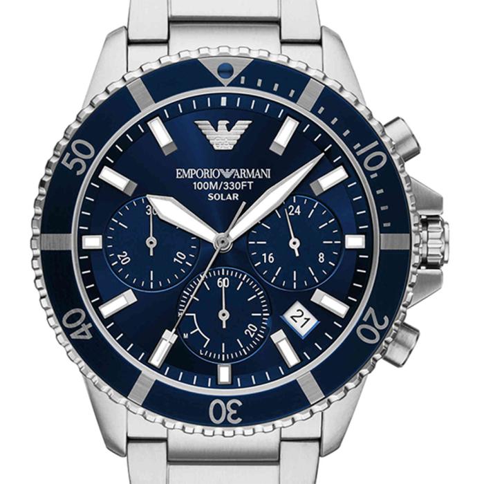 Ανδρικό Ρολόι EMPORIO ARMANI World Explorer Solar με Μπλέ Καντράν SKU-80194
