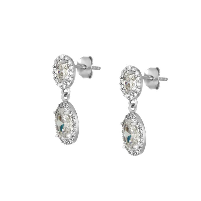 Σκουλαρίκια σε Λευκόχρυσος K9 με Λευκά Ζιργκόν SKU-80886
