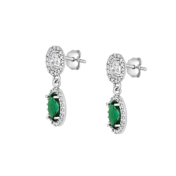 Σκουλαρίκια Κρεμαστά Ζιργκόν  Λευκόχρυσος K9 SKU-80887