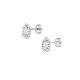 Σκουλαρίκια Δάκρυ Λευκόχρυσος K9 με Λευκά Ζιργκόν SKU-80945