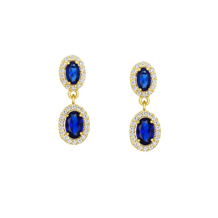 Σκουλαρίκια με Μπλε και Λευκά Ζιργκόν Χρυσός K9 SKU-80942