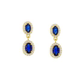 Σκουλαρίκια με Μπλε και Λευκά Ζιργκόν Χρυσός K9 SKU-80942