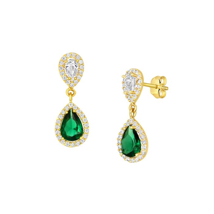 Κρεμαστά Σκουλαρίκια με Λευκά Ζιργκόν Χρυσός K9 SKU-80952