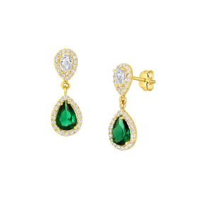 Κρεμαστά Σκουλαρίκια με Λευκά Ζιργκόν Χρυσός K9 SKU-80952