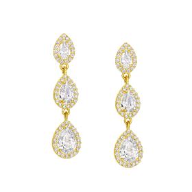 Κρεμαστά Σκουλαρίκια με Λευκά Ζιργκόν Χρυσός K9 SKU-80954