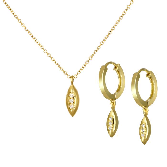 Σετ Κοσμημάτων Χρυσός Κ9 με Ζιργκόν SKU-80236