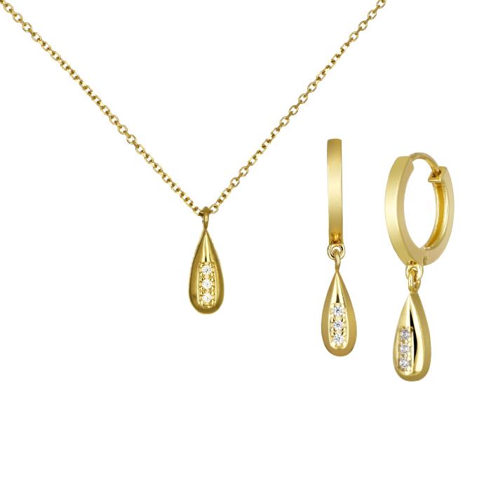 Σετ Κοσμημάτων Χρυσός Κ9 με Ζιργκόν SKU-80237
