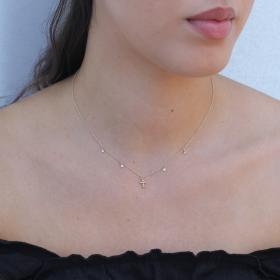 Γυναικείο Κολιέ Σταυρός Χρυσός K9 με Λευκά Ζιργκόν SKU-80233