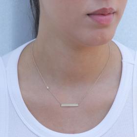 Κολιέ Όνομα Χρυσαφένια Χρυσός K14 με Διαμάντι SKU-80184