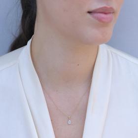 Κολιέ Ροζέτα Δάκρυ με Baguette Διαμάντια Χρυσός Κ14 SKU-80139