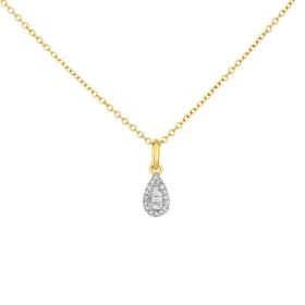 Κολιέ Ροζέτα Δάκρυ με Baguette Διαμάντια Χρυσός Κ14 SKU-80139