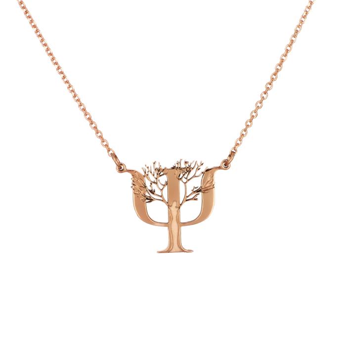 Κολιέ Γυναικείο Ροζ Επίχρυσο Ασήμι 925° SKU-80009