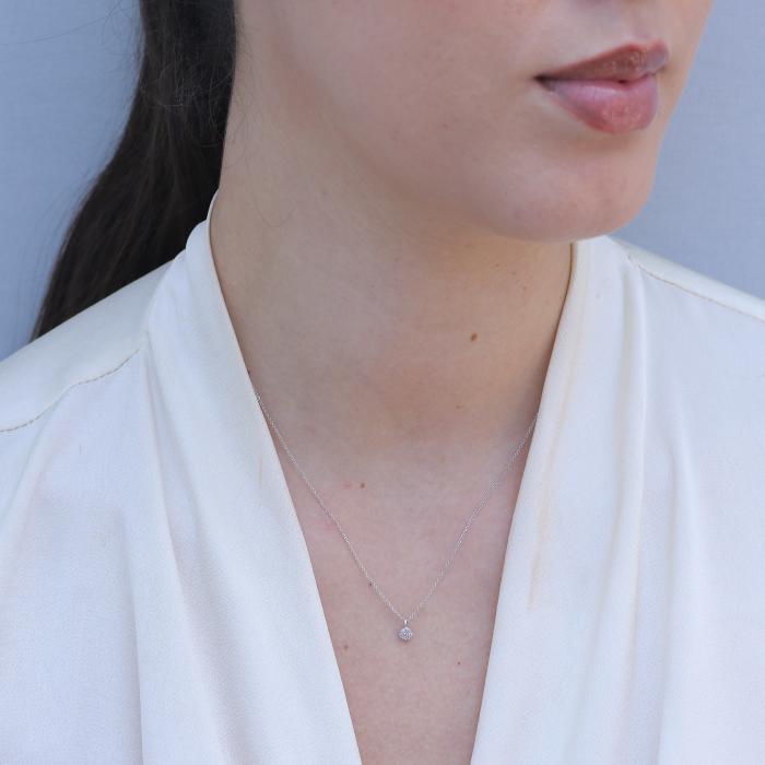 Κολιέ Λευκόχρυσο K18 με Διαμάντια SKU-80221