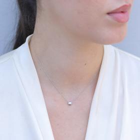 Κολιέ Μονόπετρο με Διαμάντι Λευκόχρυσος K18 SKU-80222