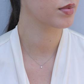 Κολιέ Δάκρυ Μονόπετρο με Διαμάντι Λευκόχρυσος K18 SKU-80223
