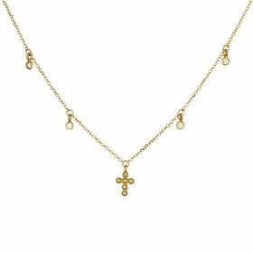 Κολιέ Σταυρός Χρυσός K14 με Διαμάντια SKU-80234