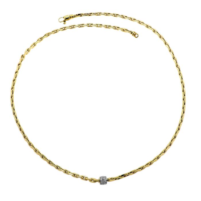 Κολιέ Λευκόχρυσος & Χρυσός K14 με Λευκά Ζιργκόν SKU-80734