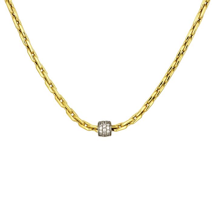 Κολιέ Λευκόχρυσος & Χρυσός K14 με Λευκά Ζιργκόν SKU-80734