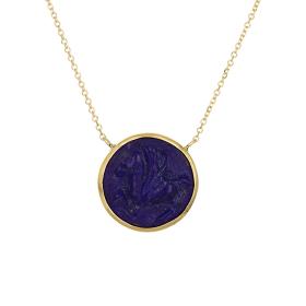 Κολιέ Πήγασος Χρυσός Κ14 με Lapis Lazuli SKU-80794