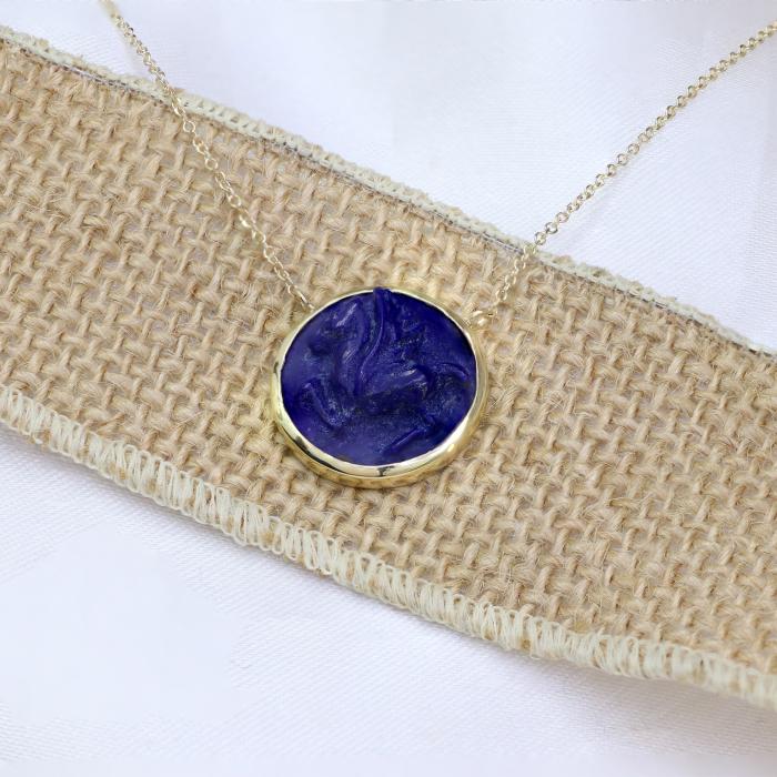 Κολιέ Πήγασος Χρυσός Κ14 με Lapis Lazuli SKU-80794