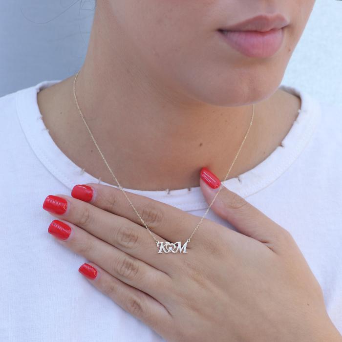 Κολιέ Μονογράμματα με Ζιργκόν Χρυσός K14 SKU-80969